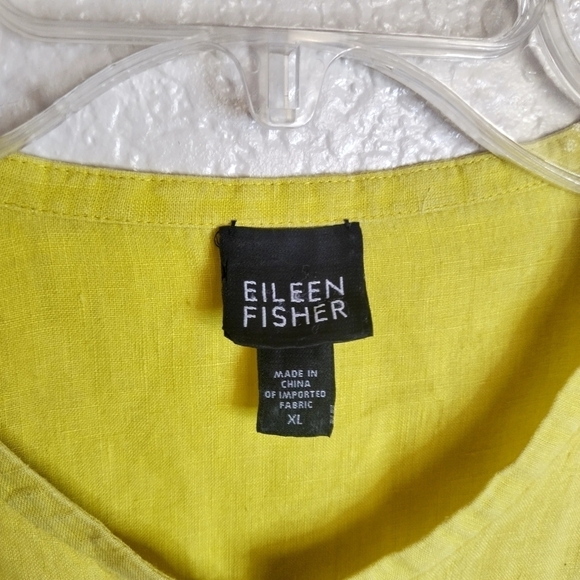 Eileen Fisher linen lagenlook button down yellow shirt sz Xl - Picture 5 of 9